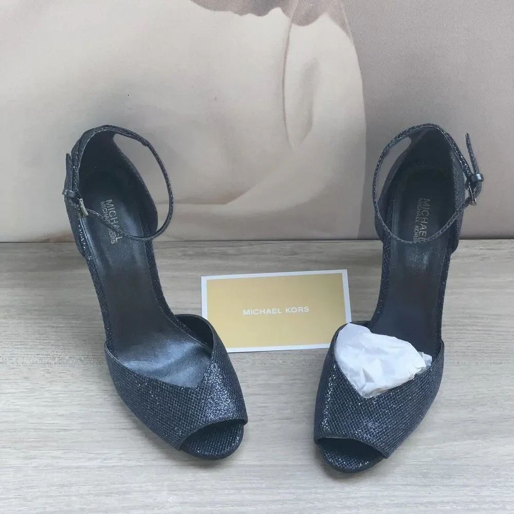 Michael Kors Cambria women's pumps,open toe, sling-Back, Glitter Heels size 9.5